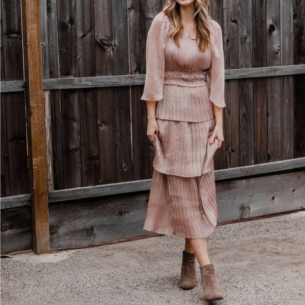 Current Air Mauve Layered Long Sleeve Dress